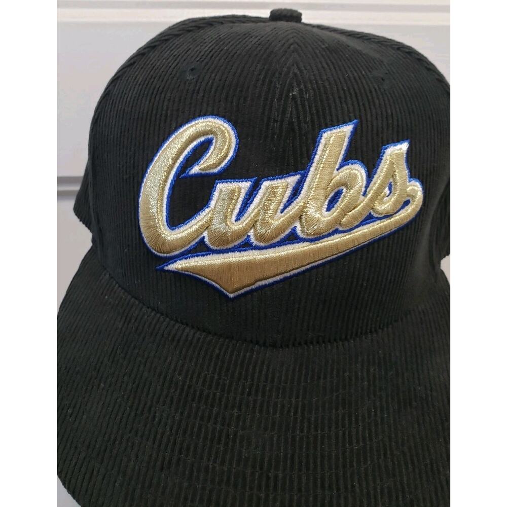 Chicago Cubs New Era 59FIFTY Corduroy Fitted Hat Gold Brim Script 7 1/4